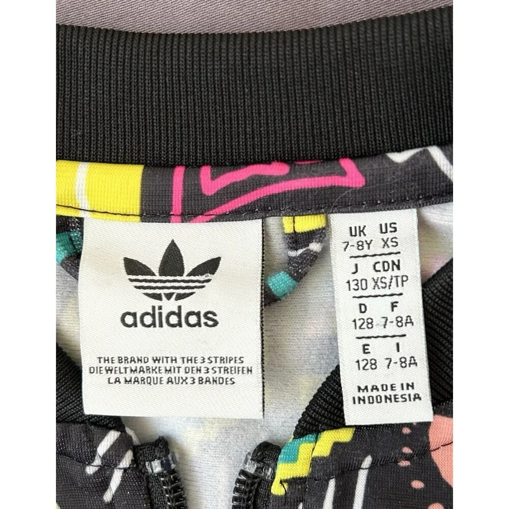 Adidas Girls XS Multicolor Geometric Full-Zip Track Jacket, Long Sleeve NWOT